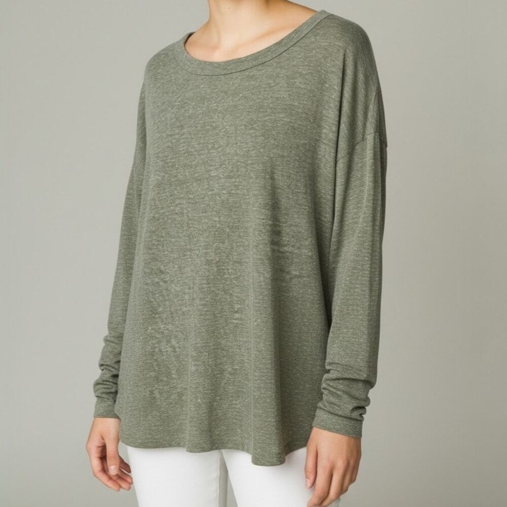 Lulus Heather Green Relaxed Fit Long Sleeve T Shirt Women's Size XS NWT